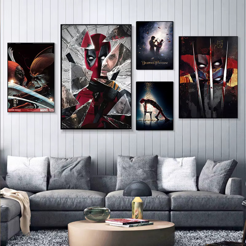 Rahmenloses Leinwandgemälde Marvel Deadpool und Wolverine Wandkunst Poster für dein Kinderzimmer oder Wohnzimmer in Multicolour - Bild 2