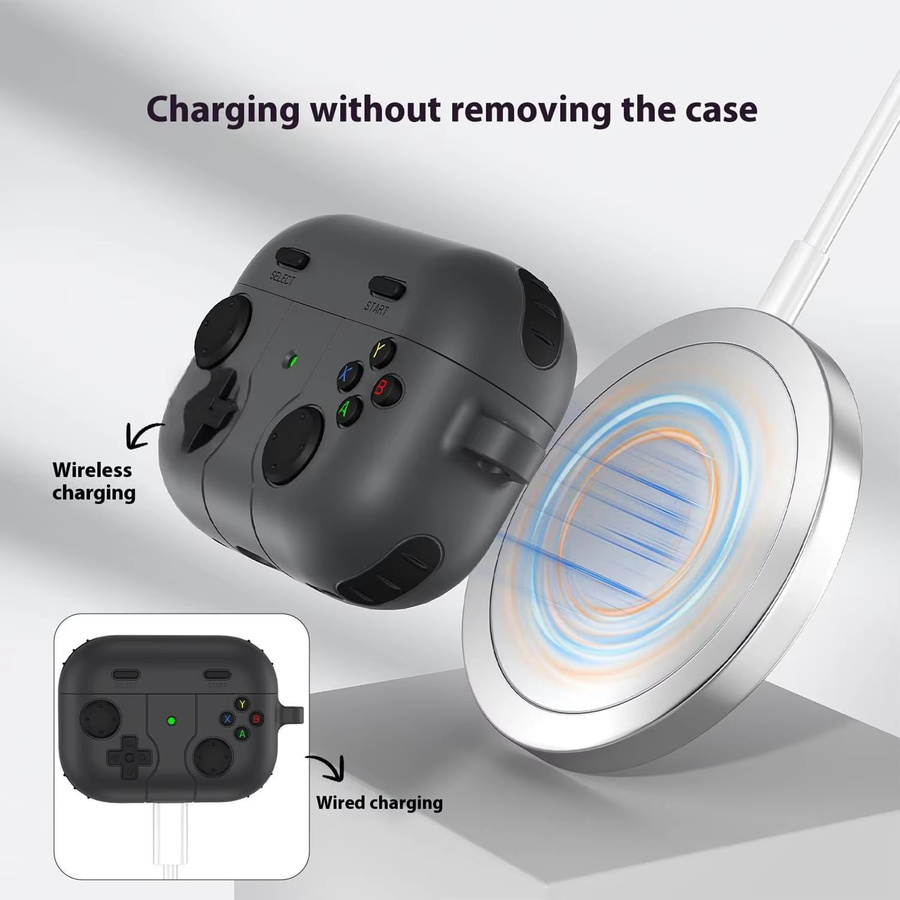 Silikon Schutzhülle im Spielkonsole Design für Apple AirPods Pro 3, Pro 2 und AirPods 4 in Grün - Bild 3