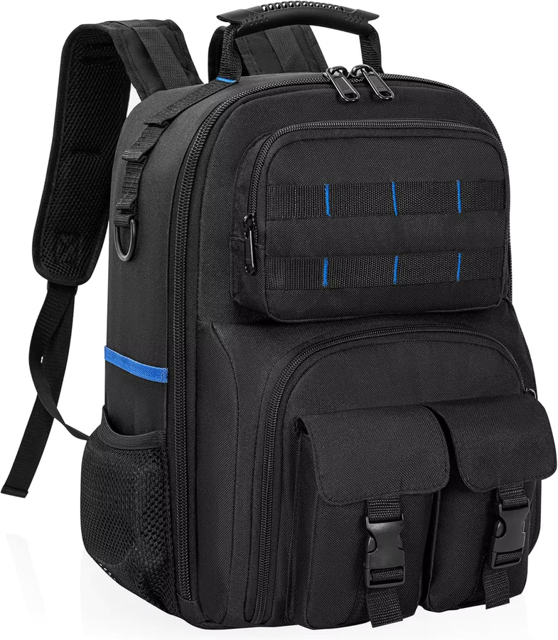 XIYUXIYAN Werkzeugrucksack wasserabweisender Arbeitsrucksack mit gepolsterter Schulter und abnehmbarem Werkzeug-Organizer für Elektriker - Bild 4