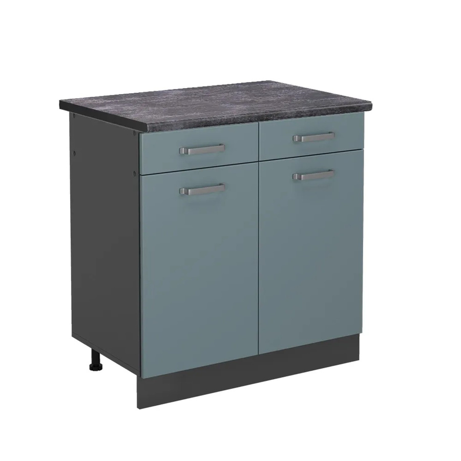 Vicco Küchenunterschrank R-Line in Blau-Grau/Anthrazit mit Schranktüren und Innenschubladen, B/T/H: 80 x 60 x 76,6 x 81,6 cm - Bild 2