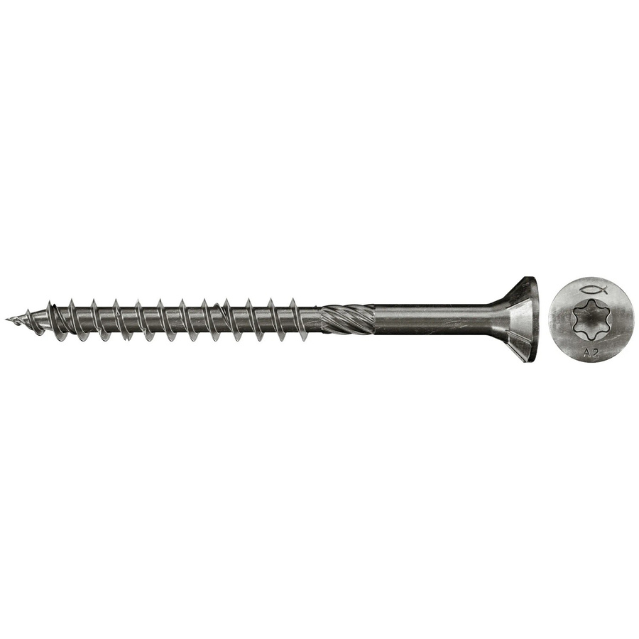 Fischer PowerFast Holz- und Spanplattenschraube mit Torx-Antrieb aus Edelstahl in Silber, Durchmesser: 4,5 mm, Länge: 60 mm, 100 Stück - Bild 2