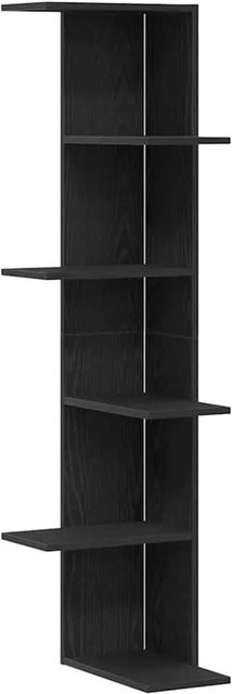 vidaXL Wand-Eckregal in Schwarz und Eichen-Optik, modernes Eckregal für Wohnzimmer, Schlafzimmer oder Büro, B/T/H: 36,5 x 36,5 x 140 cm - Bild 1