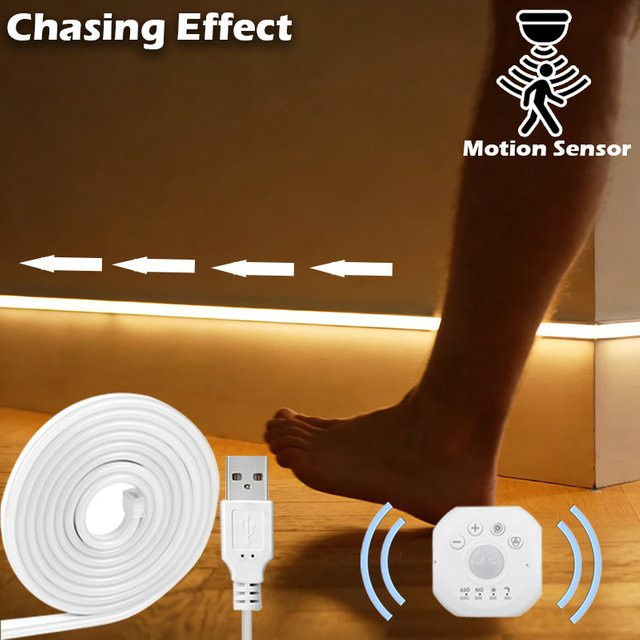 Acosh Neon LED-Streifen mit Bewegungssensor, USB 5V, Warmweiß, für Schrank und Nachtbeleuchtung - Bild 1