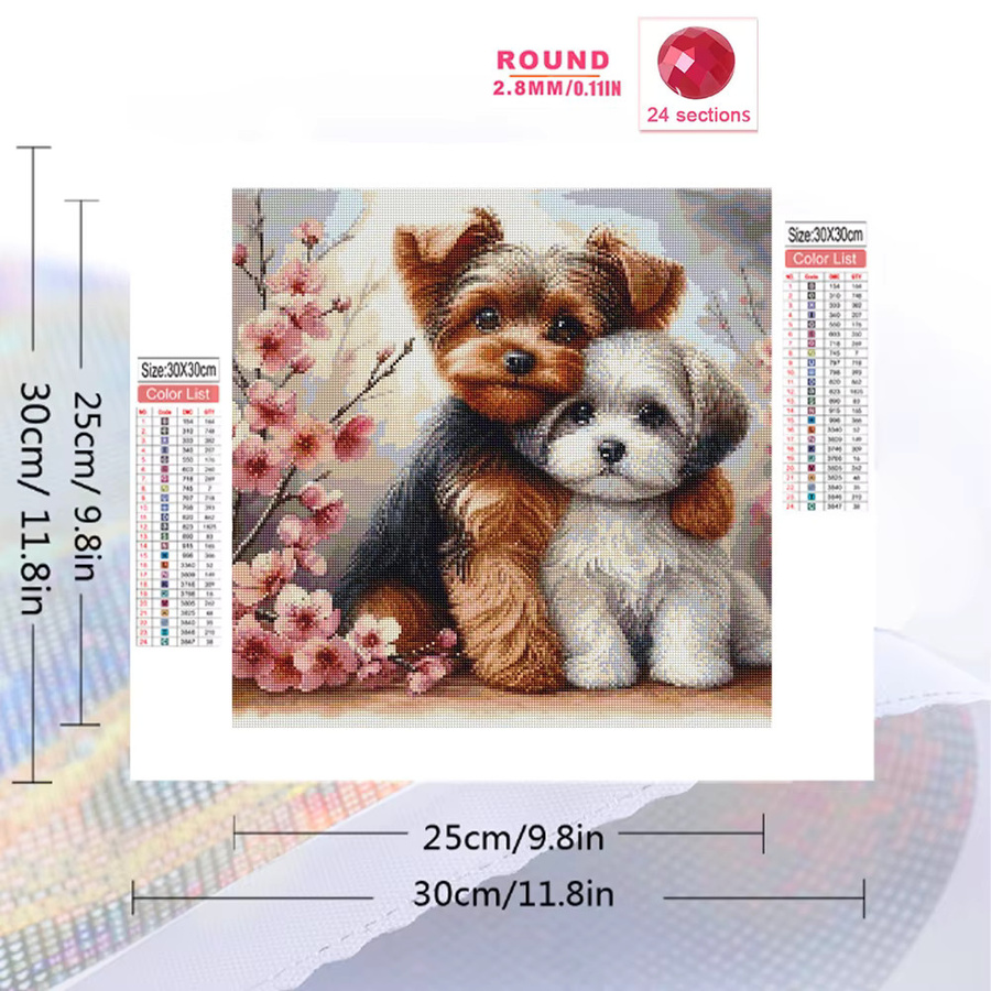 Momoart Diamantmalerei Hund und Blumen DIY Bastelset in Multicolour, B/H: 20 x 20 cm - Bild 2
