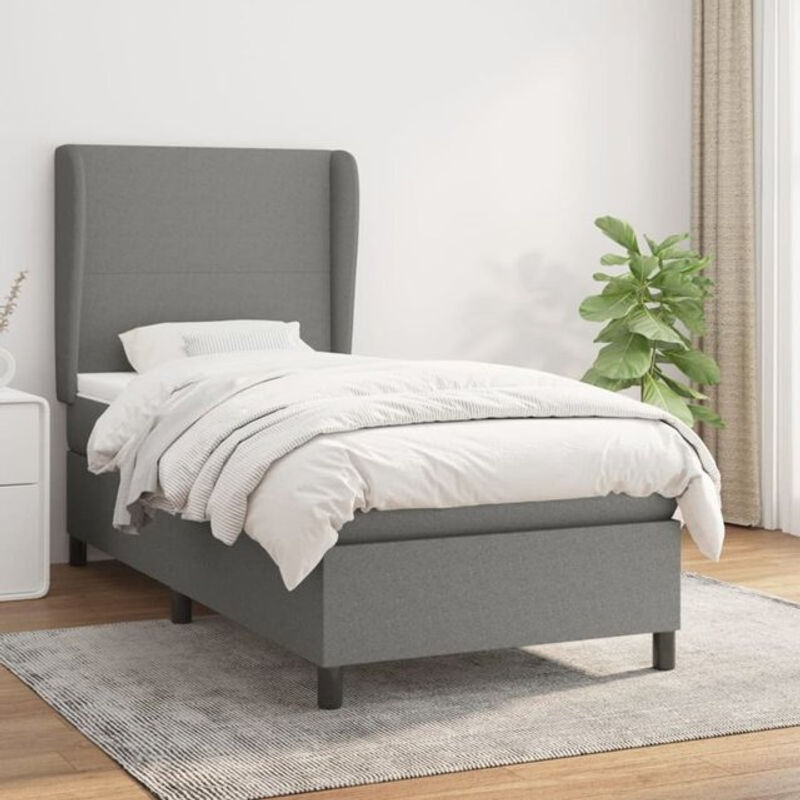 Vidaxl Boxspringbett mit Matratze in Anthrazit Grau aus Stoff, B/T: 100 x 200 cm - Bild 1