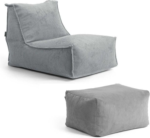 mokebo Sitzsack mit Hocker aus Cord in Grau - Bild 1