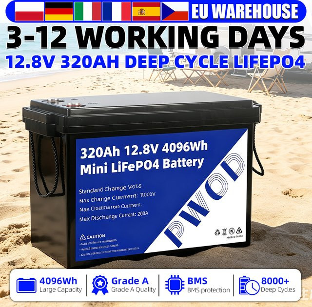 Solarician LiFePO4 Batteriepack 12V 320Ah, 12,8V wiederaufladbare Lithium-Eisenphosphat-Batterie in Schwarz für Wohnmobil, Solar und Camping - Bild 1