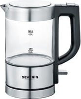 Severin Mini Glas-Wasserkocher WK 3472, 0,5 l, Schwarz/Transparent/Edelstahl, B/H/T: 17,5 x 19,3 x 10,5 cm - Bild 1
