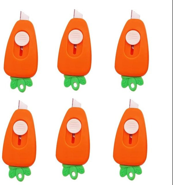 Yiran Toy Mini Cartoon Karotten Brieföffner und Utility Cutter im 6er Set, Orange - Bild 1