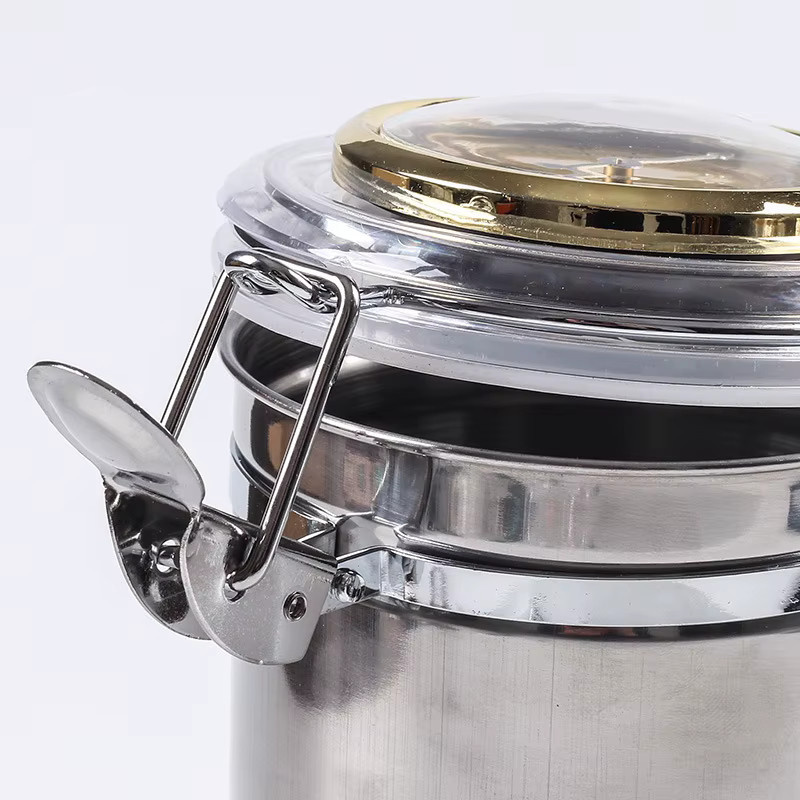 Cattabby Tabak-Feuchtigkeitsbox aus Glas mit Hygrometer und Verschluss in Transparent und Silber - Bild 2
