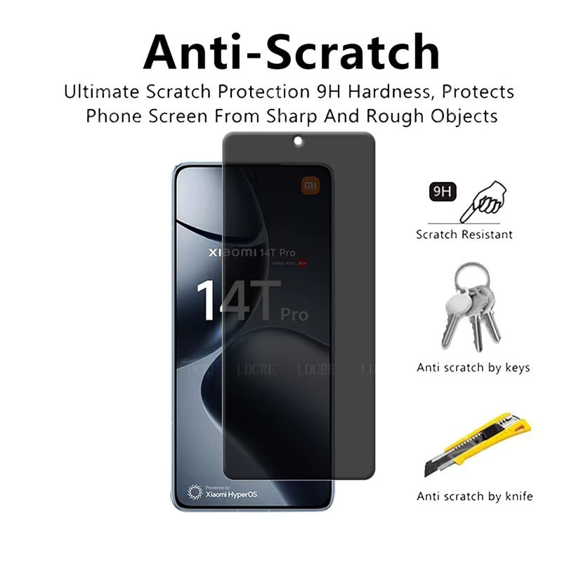 4er-Pack Panzerglas für Xiaomi 14T Pro und Xiaomi 14T mit Anti-Spy Privatsphäre-Schutz, 9H Härte, Transparent - Bild 1