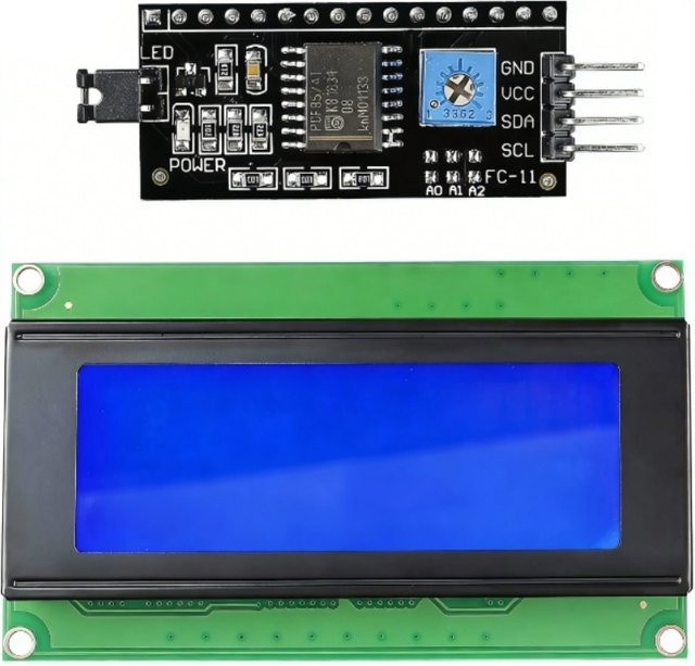 AOKIN LCD2004 LCD-Modul mit I2C-Schnittstelle, 20x4 Zeichen Anzeige in Blau-Grün für Arduino - Bild 1