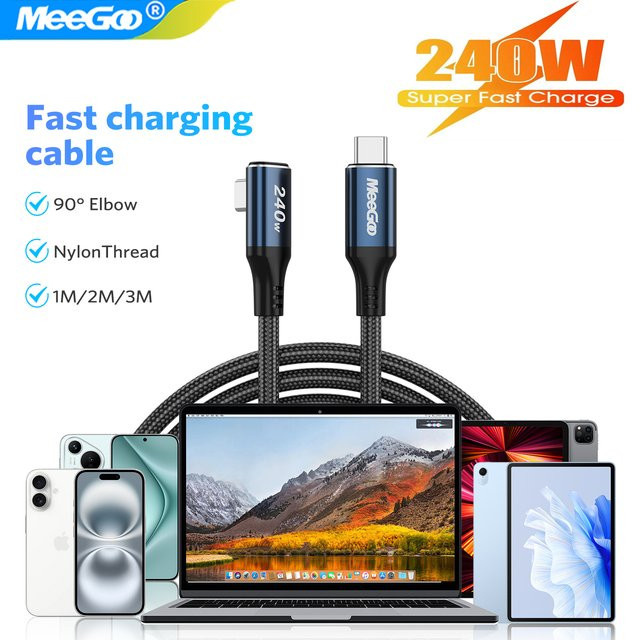 MeeGoo USB Typ C auf USB C Kabel mit 240 W PD Schnellladung in Schwarz - Bild 1