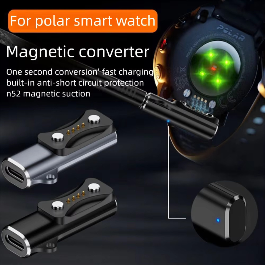 USB-C auf magnetischer Ladekabeladapter für Polar Pacer, Pacer Pro, Ignite 3, Vantage V3, Vantage M3 und Grit X2 Pro in Grau - Bild 2