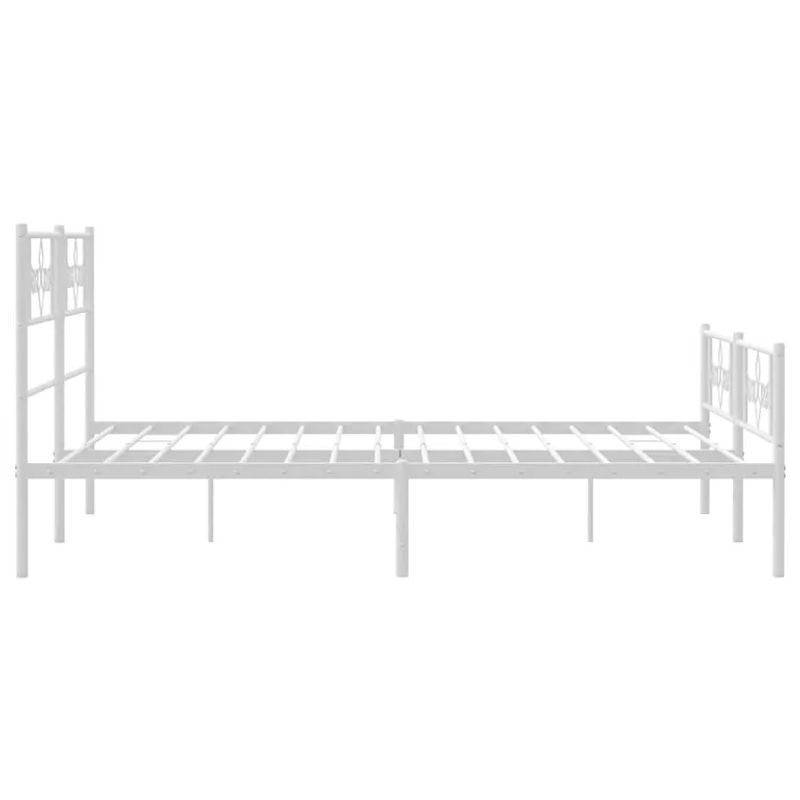 Vidaxl Metall-Bettgestell mit Kopfteil und Fußteil in Weiß, B/T/H: 150 x 200 cm - Bild 3
