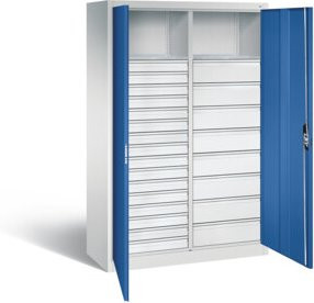 C+P Werkzeugschrank Acurado aus Stahl, Front Enzianblau, Korpus Lichtgrau, H x B x T: 195 x 120 x 50 cm - Bild 1