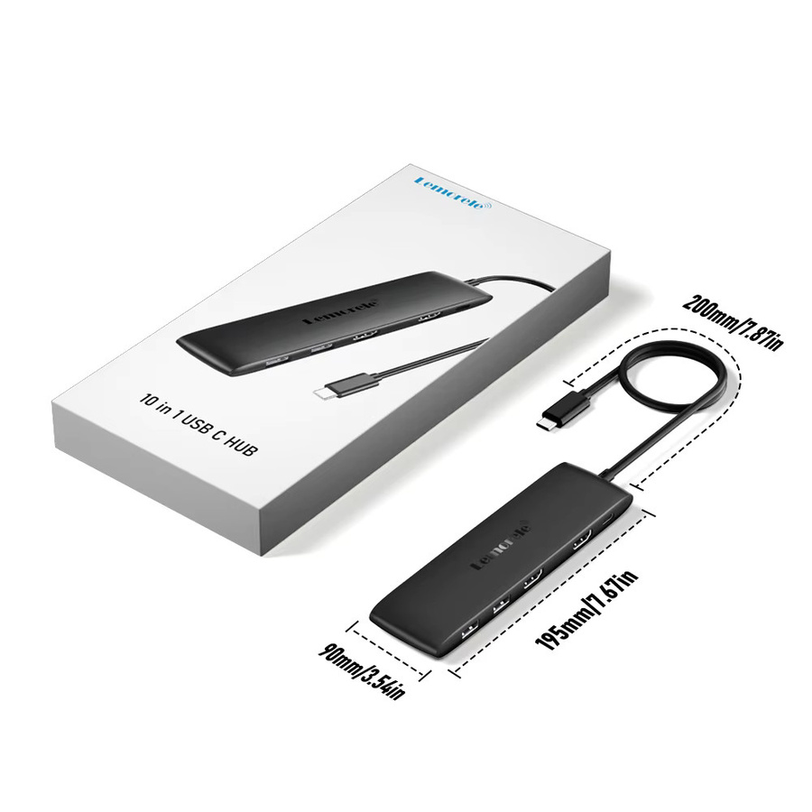 Lemorele 10-in-1 USB-C Dockingstation mit 4K HDMI, 10 Gbit/s USB 3.0 und PD 100W für Laptop und MacBook - Bild 6