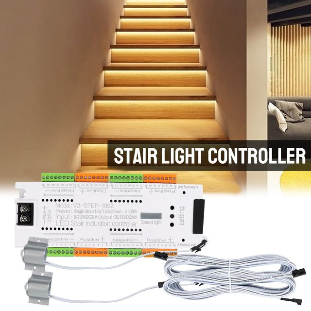 Treppenlicht-Controller-Set mit LED-Bewegungssensor für automatische Treppenbeleuchtung im Innenbereich, 32 Kanäle, Farbe: Weiß - Bild 1
