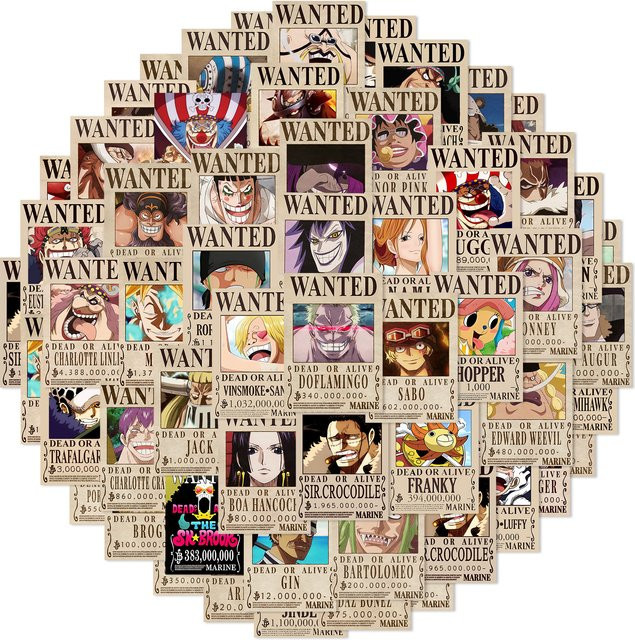 Bandai One Piece Wanted-Poster Aufkleber, 50 Stück - Bild 1