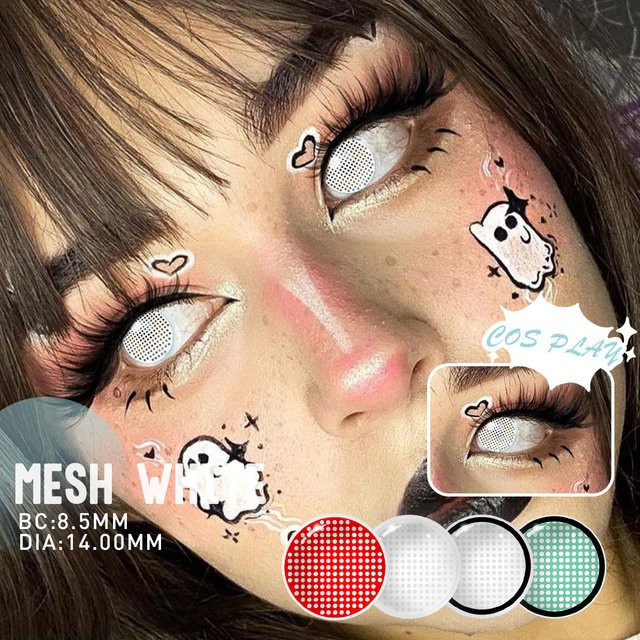 VISUASHOW Kontaktlinsen Mesh Weiß, Cosplay Anime - Bild 1