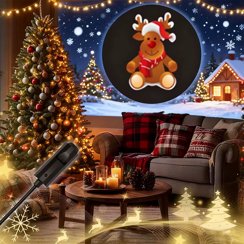 VENUSWING Weihnachts-USB-Projektorlicht mit Schneemann-Motiv, 360-Grad-LED-Nachtlicht mit drehbarem Musterdesign - Bild 3