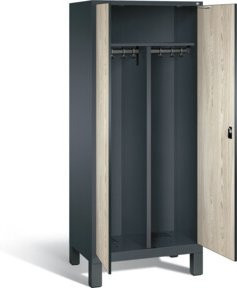 C+P Spind Evolo in Schwarz-Weiss mit Front in Sen-Esche und Korpus in Anthrazitgrau, H x B x T: 185 x 81 x 50 cm - Bild 1