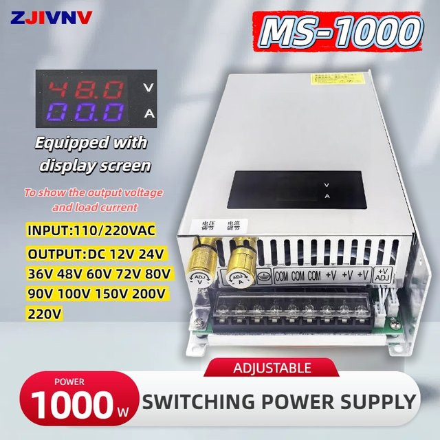Einstellbares Schaltnetzteil ZJIVNV 1000W AC 110/220V zu DC 0-200V mit Digitalanzeige - Bild 1