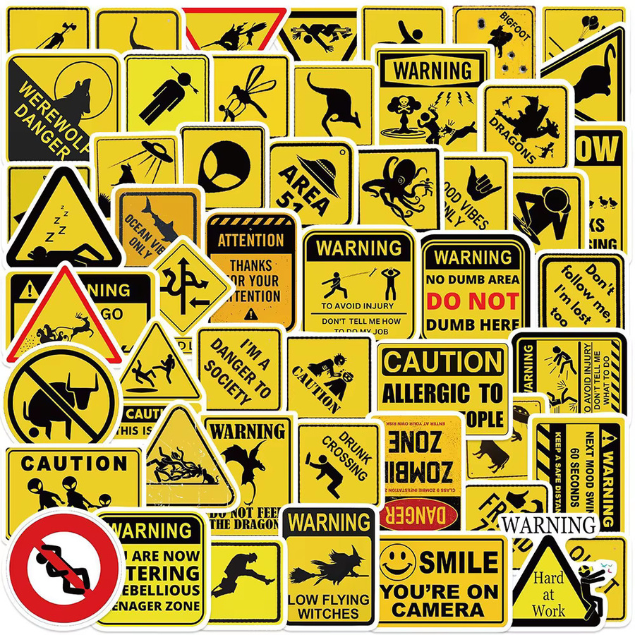 Rspctou Warnschild-Aufkleber, Cartoon-Sticker-Set, 10/30/53 Stück - Bild 2