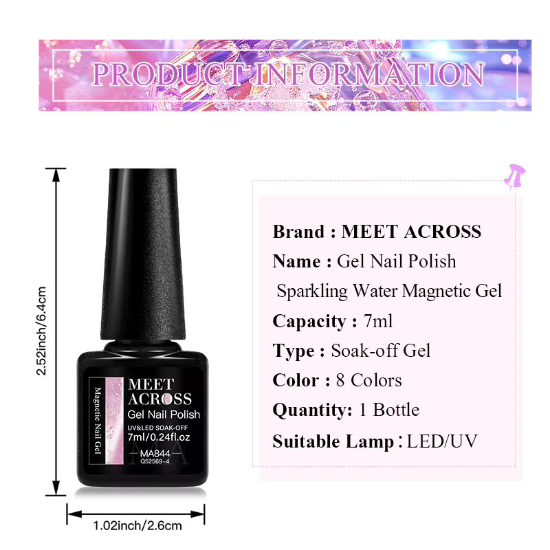 MEET ACROSS Blauer Bubble Jelly Magnetischer Gel-Nagellack, 7 ml, Schimmernd - Bild 4