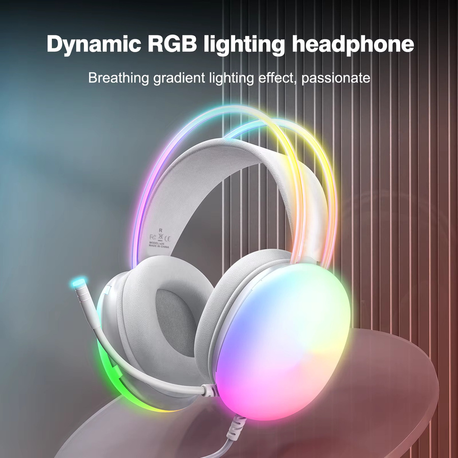 ONIKUMA Gaming Headset mit RGB-Beleuchtung und intelligenter Geräuschunterdrückung, weiß, 3,5 mm Klinke - Bild 3