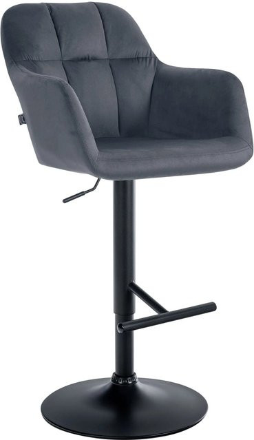 DELUKE Barhocker TUBEL in Dunkelgrau und Schwarz, höhenverstellbarer Samt Barstuhl mit Lehne und 360 Grad Drehbarkeit, B/T/H: 57 x 59 x 97 cm - Bild 1
