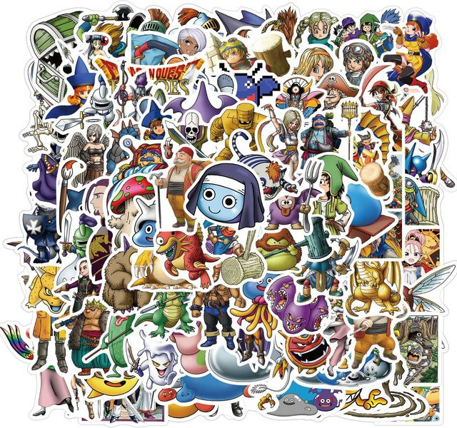100 Stück Dragon Quest Anime Aufkleber aus wasserfestem Vinyl in Multicolour für Laptop, Gepäck und Skateboard - Bild 1