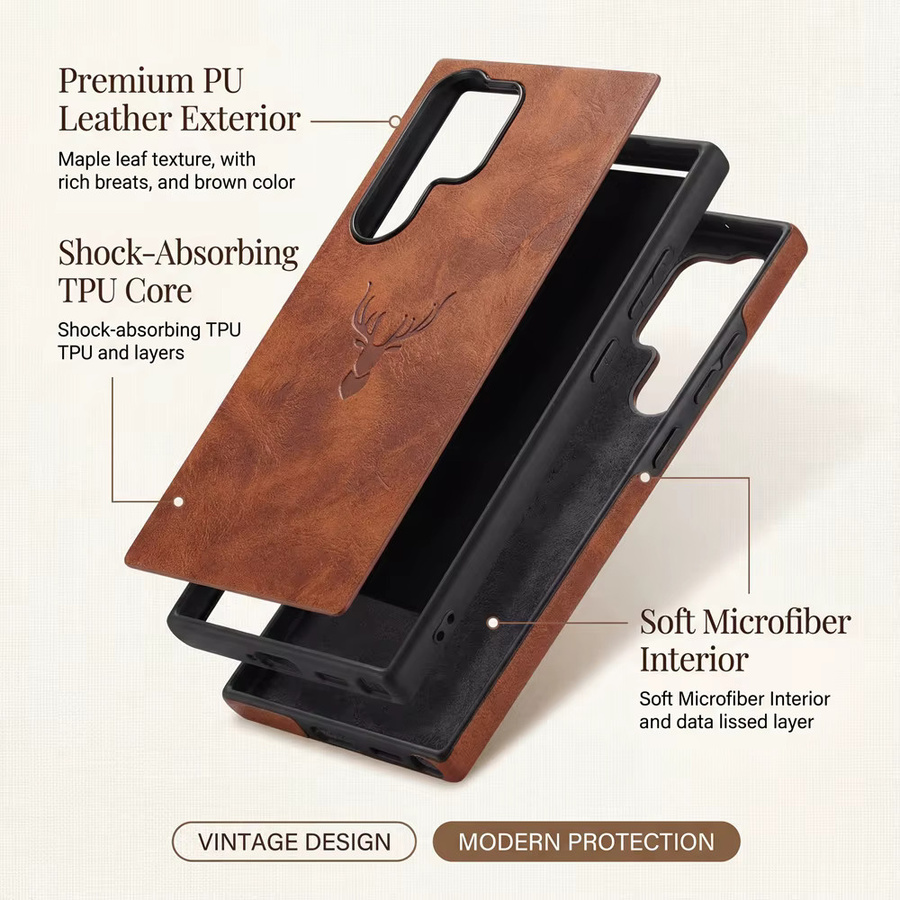 Retre PU-Lederhülle mit Ahornblätter Design für Samsung Galaxy S26 S25 S24 S23 S22 S21 S20 Ultra Plus FE Note 20 Ultra Plus A54 A55 Android Handyhülle - Bild 4