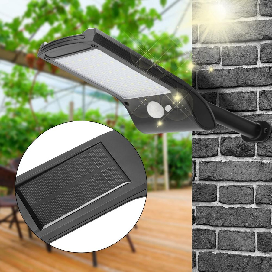 Neoglint Solar-Wandleuchte mit 36 LEDs in Schwarz für Garten, Hof und Außenbereiche mit Dämmerungssensor und Wasserdichtigkeit - Bild 3