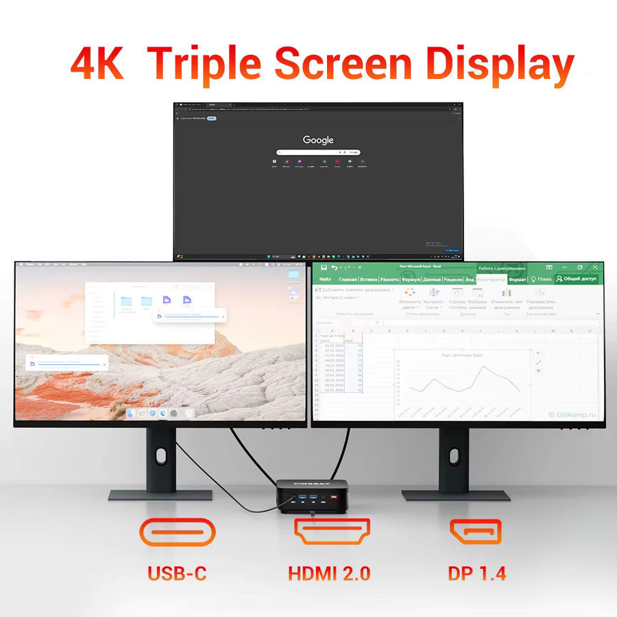 FIREBAT R3 Mini-PC mit AMD Ryzen 5 7430U, 16GB LPDDR4 RAM, 512GB SSD, Windows 11, Schwarz - Bild 5