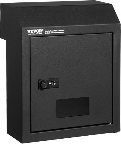 VEVOR Schlüsselkasten aus Stahl mit Zahlenschloss, Briefkasten für die Tür, Schwarz - Bild 1