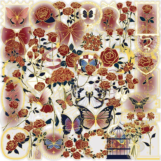 Charile Vintage Rose Kunst Aufkleber mit floralem Design und Vergoldung, transparent, multicolor - Bild 1