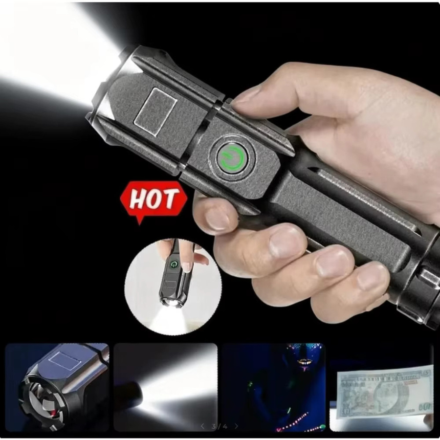 QHSPE Mini LED-Taschenlampe mit violettem Licht, ultra leistungsstarke und tragbare wiederaufladbare Metall-Taschenlampe - Bild 3