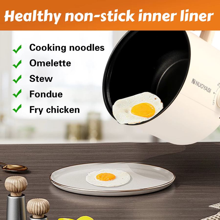 Willstar Mini-Elektro-Hot Pot in Weiß, 1,8 l, runder antihaftbeschichteter Suppentopf für Reise und Studium, UK-Stecker - Bild 2