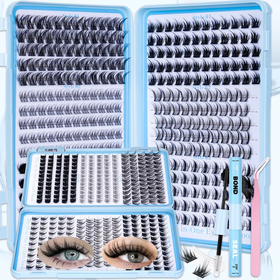 ISEEN DIY Wimpernbüschel Manga Wimpernverlängerungen, Mix Styles, mit Kleber und Fixierer - Bild 2