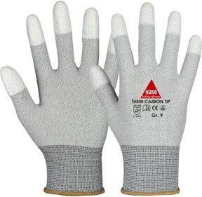 Hase Turin Carbon Tip (Esd) Montagehandschuh aus Nylon- und Carbonfeinstrick in Grau, Größe 8 - Bild 1