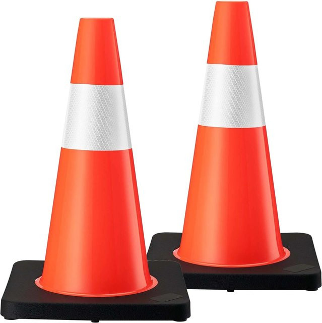 Wiltec Verkehrskegel Set aus 2 Stück in Orange-Schwarz, Höhe: 45 cm - Bild 1