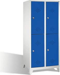 C+P Doppelstockspind Classic auf Füßen mit 4 Fächern, Front Enzianblau und Korpus Lichtgrau, H x B x T: 185 x 81 x 50 cm - Bild 1