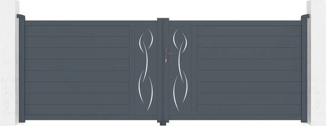 Casanoov Elektrisches Flügeltor Life in Grau aus Aluminium mit Drehtorantrieb Ranger B150, Breite: 392 cm, Höhe: 145 cm - Bild 1