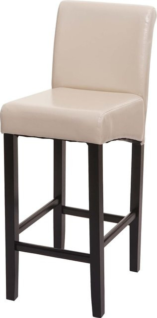 Barhocker MCW-C33 in Beige mit Kunstleder und Holzbeinen im Retro-Look - Bild 1