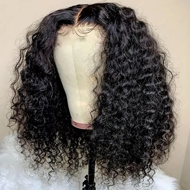HJ WEAVE BEAUTY Echthaar-Perücke, kurzer Bob, Wasserwelle, HD-Spitze, Damen - Bild 1