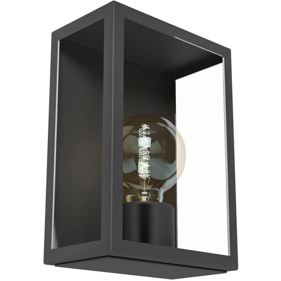 Eglo Außenwandleuchte Alamonte Schwarz aus verzinktem Stahl mit Glas und E27 Fassung - Bild 2