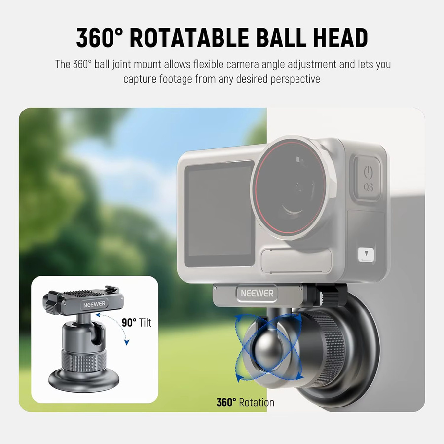 NEEWER Magnetische Kamerahalterung mit 360 Grad Adapterhalterung und Schnellverschluss für DJI Osmo Action 5 Pro, 4 und 3 - Bild 3