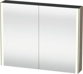 Duravit XSquare Universal-Spiegelschrank Leinen mit 2 Spiegeltüren, LED-Beleuchtung, Sensor-Schalter und Steckdose für den Bad, B/H/T: 100 x 80 x 15,5 cm - Bild 1