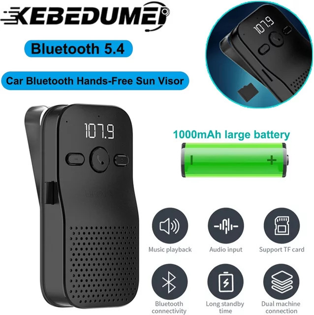 Kebidumei Bluetooth 5.4 Car Kit Freisprecheinrichtung mit Noise Cancelling und MP3 Musik Player in Schwarz - Bild 1